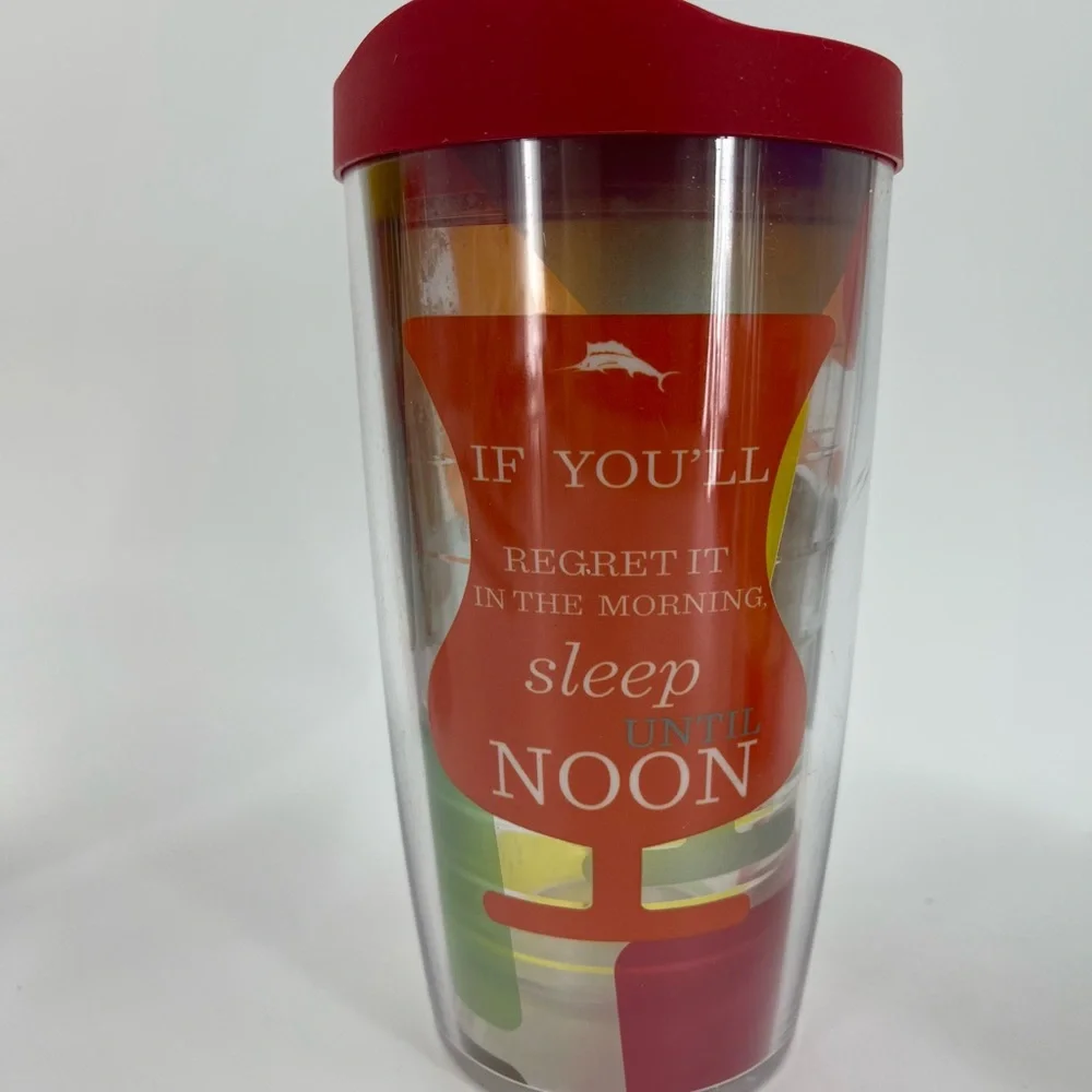 Tommy Bahama Tervis Tumbler 16 Oz Lot of 4 Different Sayings each w/ Travel Lid‎